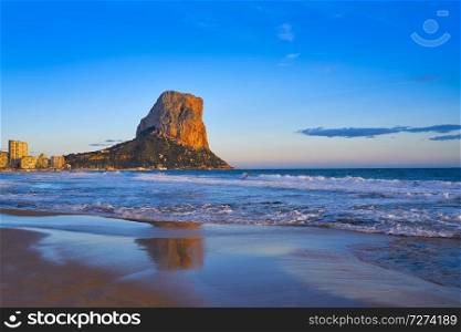 Arenal Bol beach in Calpe also Calp in Alicante of spain at Costa Blanca Arenal-Bol Ifach penon