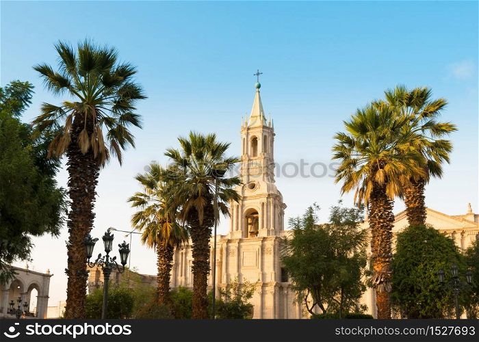 Arequipa Cathedral at the main square, Arequipa; Peru
