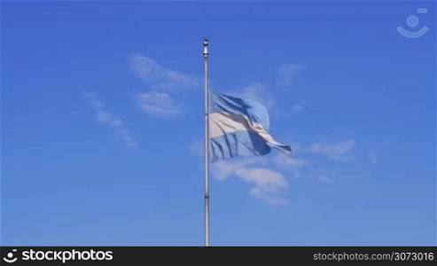 Argentina National Flag waving on flag pole
