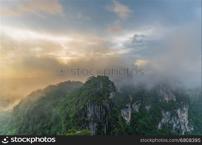 Arial view from tiger cave temple in sunset time,Krabi ,Thailand