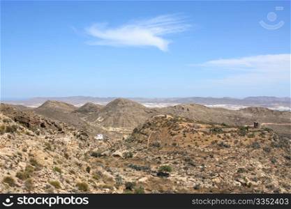 Arid landscape in Nijar in the province of Almeria, south-east of Spain.