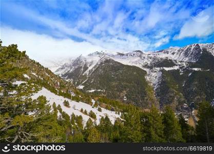 Arinsal mountains in Andorra Pyrenees sunny day