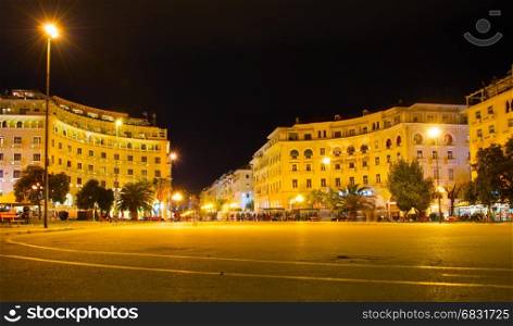 Aristotelous Square at night. Thessaloniki, Greece
