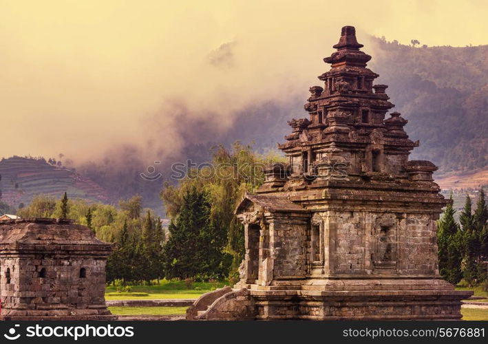 Arjuna complex in plateau Dieng, Java , Indonesia