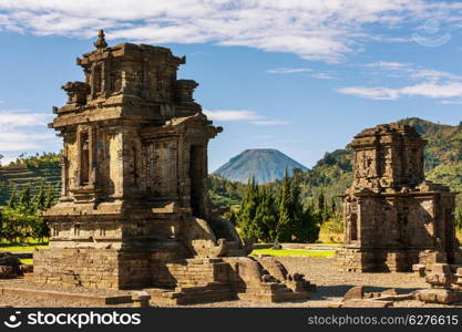 Arjuna complex in plateau Dieng, Java , Indonesia