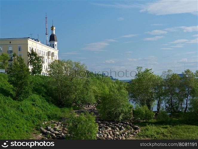Arkhangelsk cyti,north Russia .Embankment of the Northern Dvina River