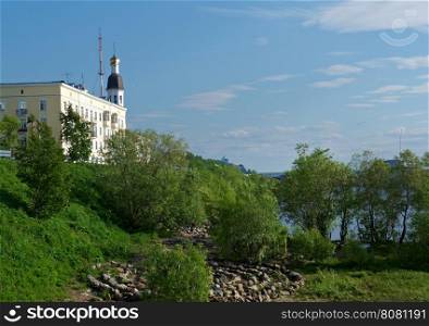 Arkhangelsk cyti,north Russia .Embankment of the Northern Dvina River