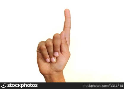 Arm and five fingers isolated on a white background