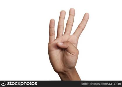 Arm and five fingers isolated on a white background