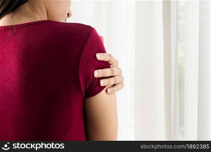 arm triceps injury painful women suffer from working healthcare and medicine recovery concept