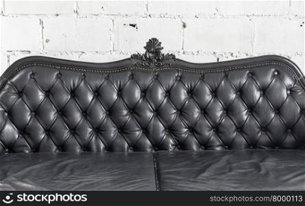 Armchair black genuine leather classical style sofa