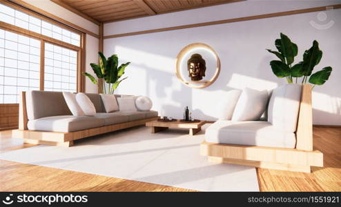 armchair on room japan and the white backdrop provides a window for editing.3D rendering