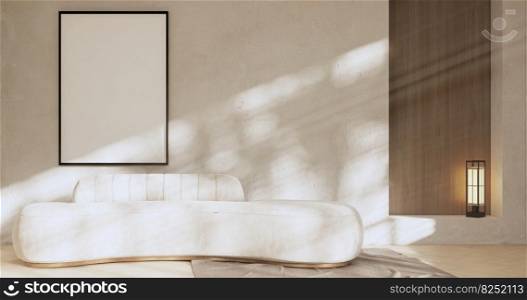 Armchair sofa and decoration japanese on Modern room interior wabisabi style.3D rendering