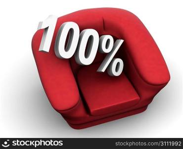 Armchair with 100 percent. 3d
