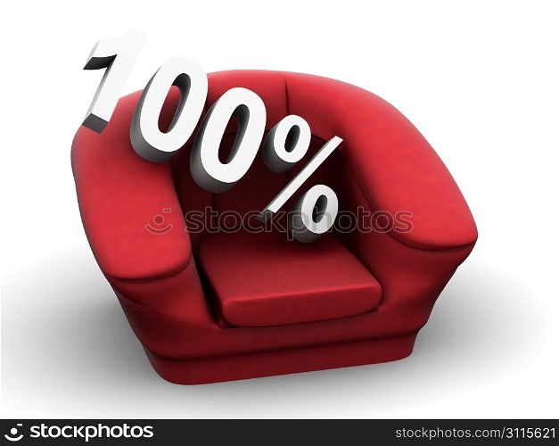 Armchair with 100 percent. 3d