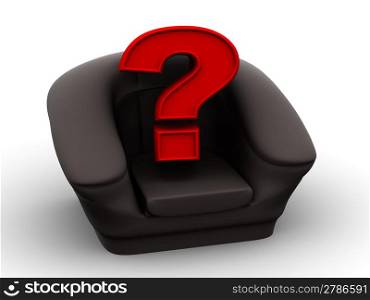 Armchair with question. Vacancy. 3d