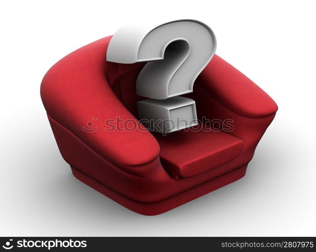 Armchair with question. Vacancy. 3d