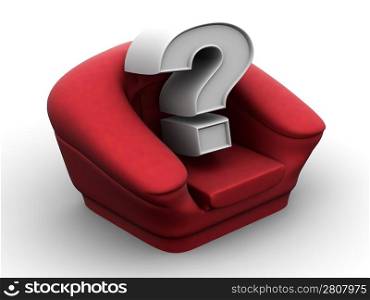 Armchair with question. Vacancy. 3d