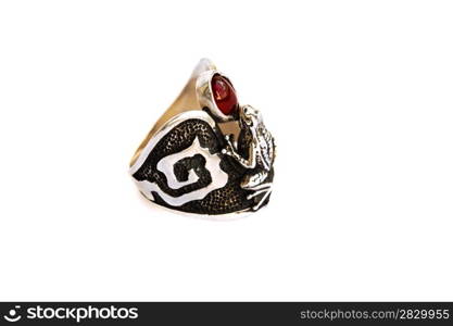 Armenian ancient style ring with garnet stones.