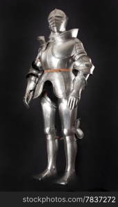 Armour of the medieval knight. Metal protection of the soldier against the weapon of the opponent