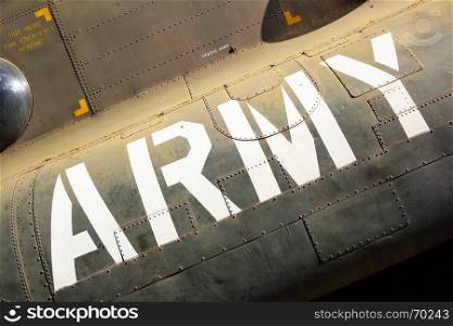 Army marking on the side of helicopter