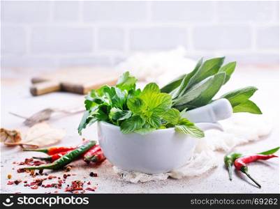 aroma spice and herb on a table