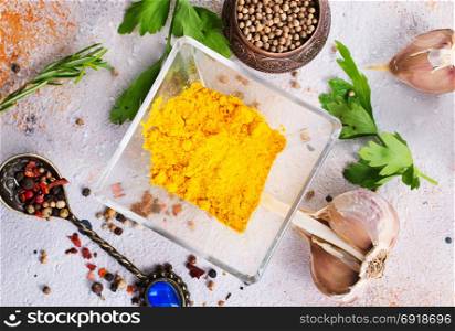 aroma spice on kitchen table, stock photo