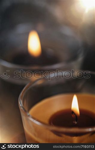 Aromatic Candles. Chocolate brown and caramel scented candles. Scented Brown Aromatic Candles