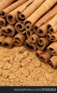 aromatic cinnamon sticks close up