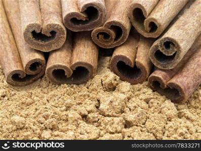 aromatic cinnamon sticks close up