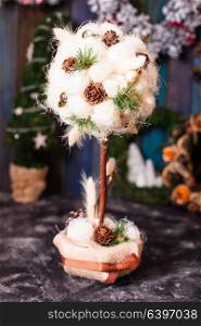 Aromatic coffee trees. Christmas fair, Large Choice of topiary cone trees