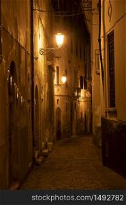 Arpino, Frosinone, Lazio, Italy: the historic town by night