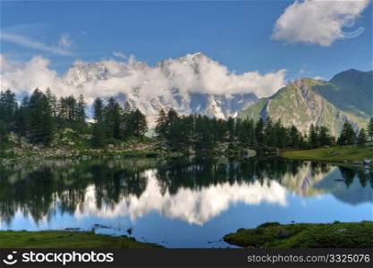 Arpy lake near La Thuile, Aosta valley, Italy.