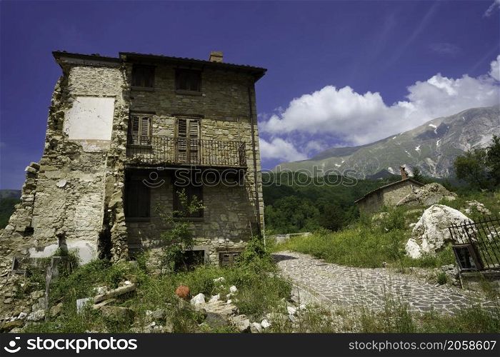 Arquata del Tronto, old village damaged by earthquake in Ascoli Piceno province, Marche, Italy