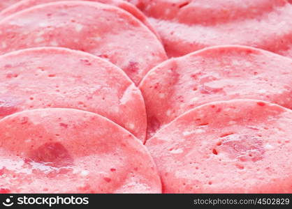 Arranged cuts of beef sausage