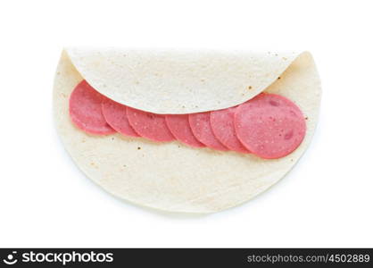 Arranged cuts of beef sausage