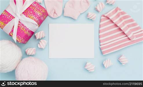 arrangement baby clothes postcard