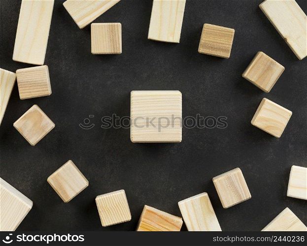 arrangement blank wooden cubes 9