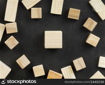 arrangement blank wooden cubes 9