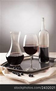 arrangement bottles glass wine