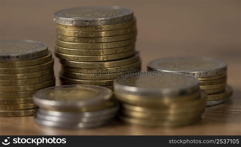 arrangement different coins close up