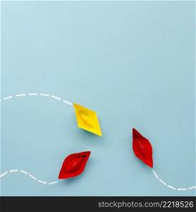 arrangement individuality concept with paper boats