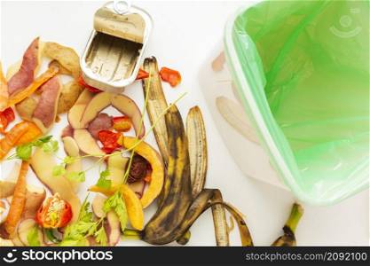 arrangement leftover wasted food bin