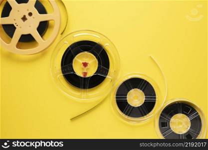arrangement movie reels yellow background