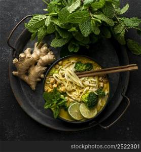 arrangement noodles dark table 2