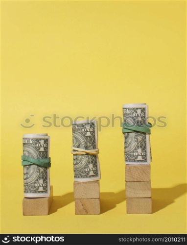 arrangement with banknotes cubes