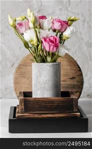 arrangement with beautiful roses vase
