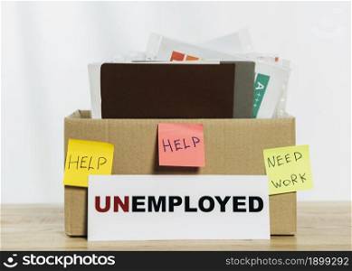 arrangement with box unemployed sign. Resolution and high quality beautiful photo. arrangement with box unemployed sign. High quality beautiful photo concept