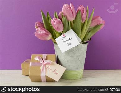 arrangement with tulips gift