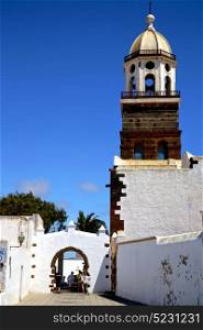 arrecife lanzarote spain the old wall terrace church bell tower plant in teguise